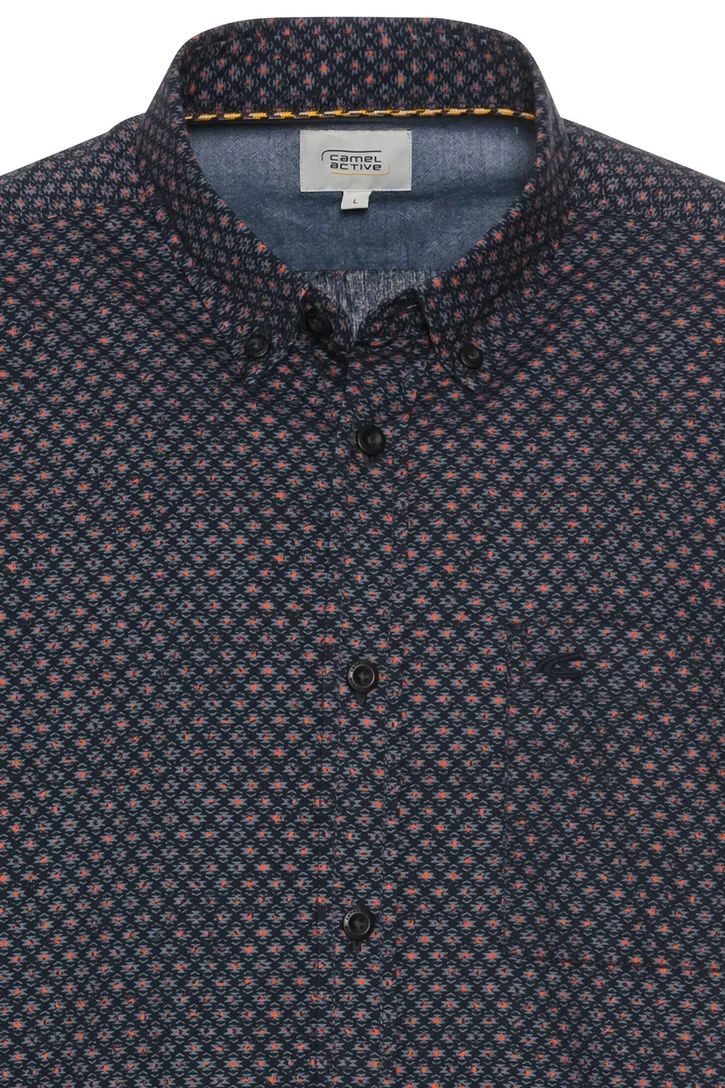 Camel Active overhemd donkerblauw geprint button down