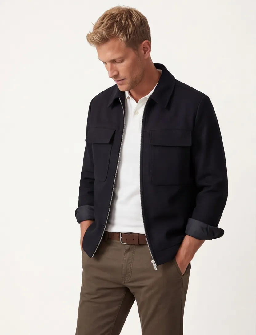 Jack & Jones overshirt-look zwart met borstzakken