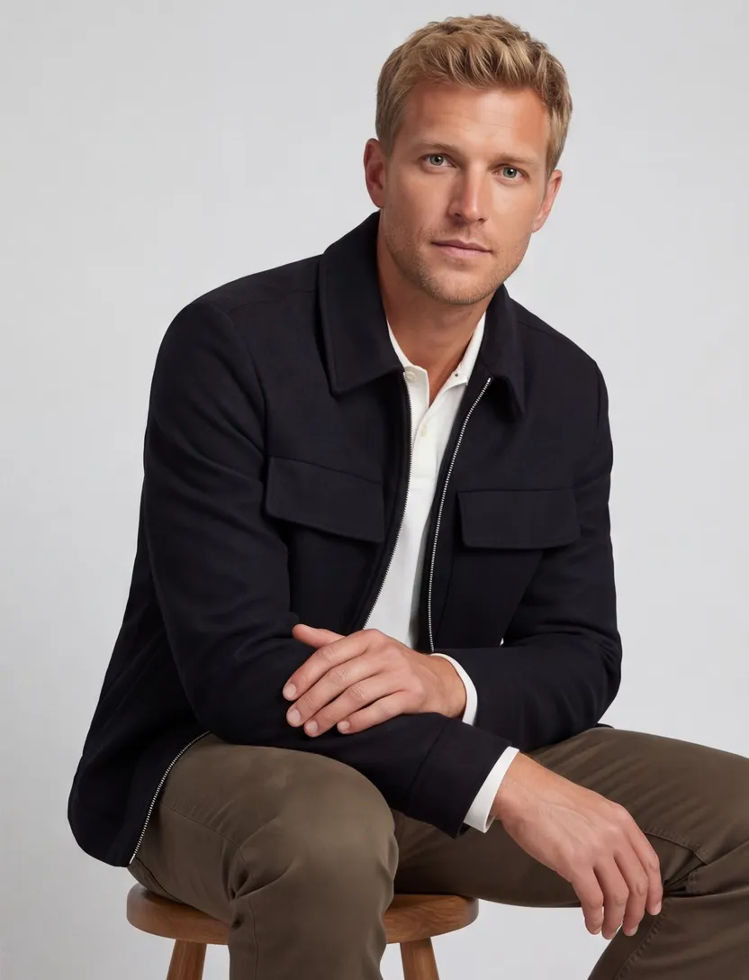 Jack & Jones overshirt-look zwart met borstzakken