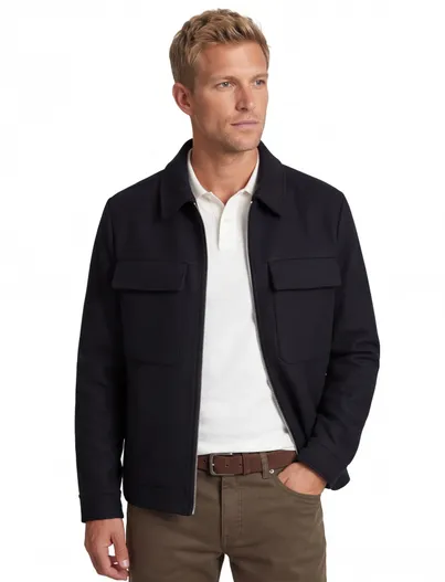Jack & Jones Jack & Jones overshirt-look zwart met borstzakken