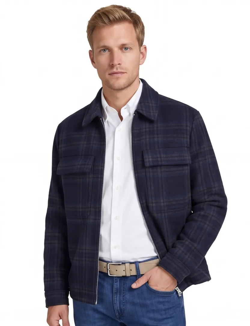 Jack & Jones Plus size tussenjas blauw geruit