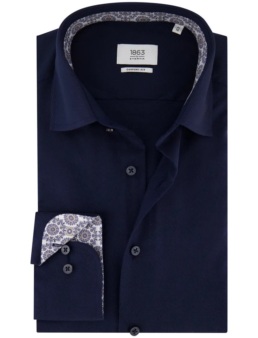 overhemd Eterna Comfort Fit donkerblauw strijkvrij