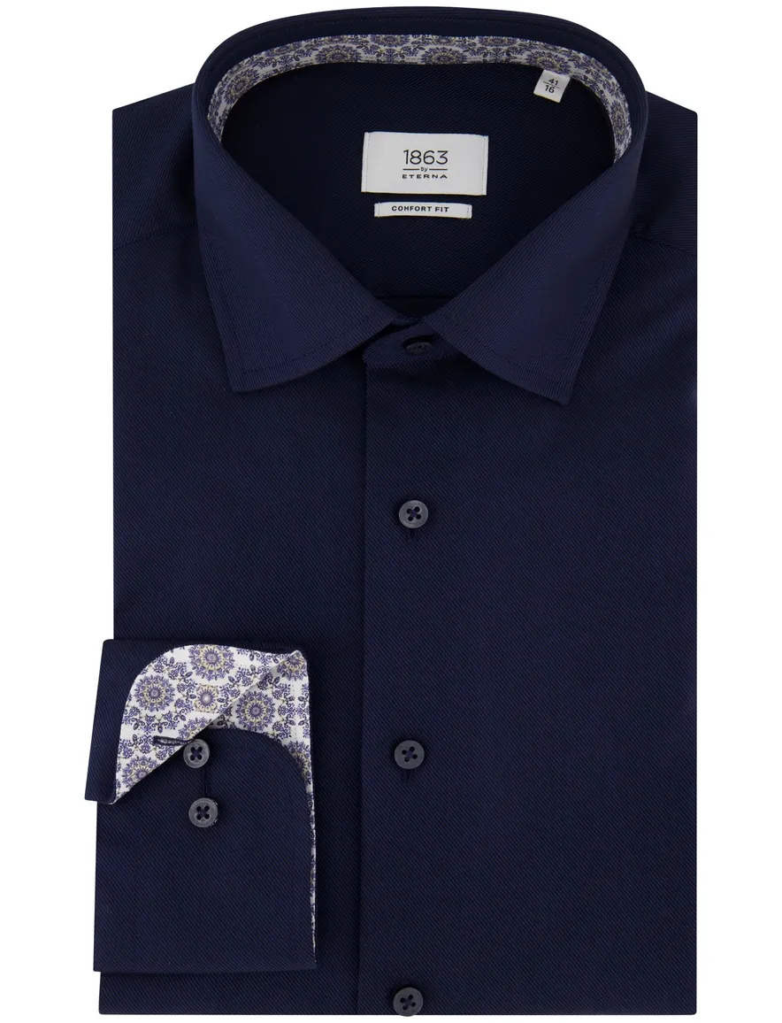 Eterna overhemd Comfort Fit donkerblauw strijkvrij