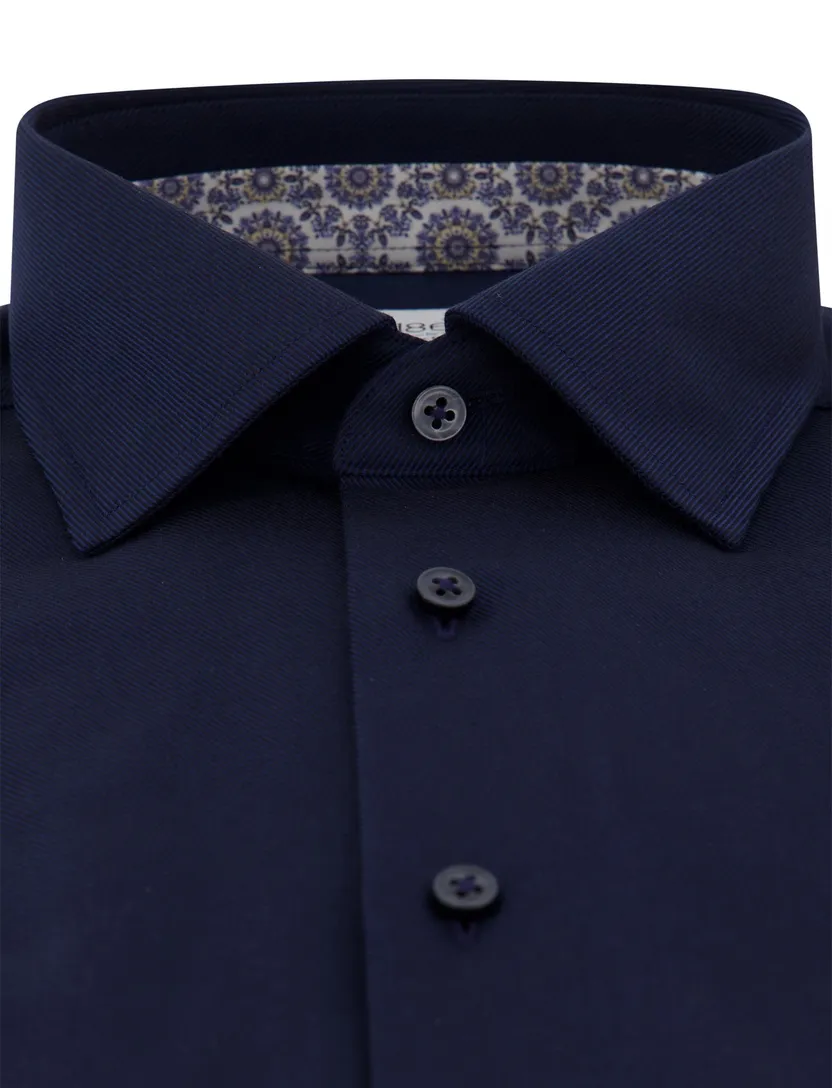 overhemd Eterna Comfort Fit donkerblauw strijkvrij