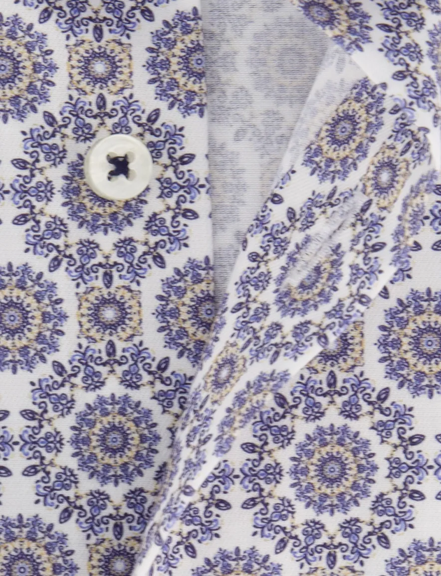 Eterna Comfort Fit blauw geprint overhemd