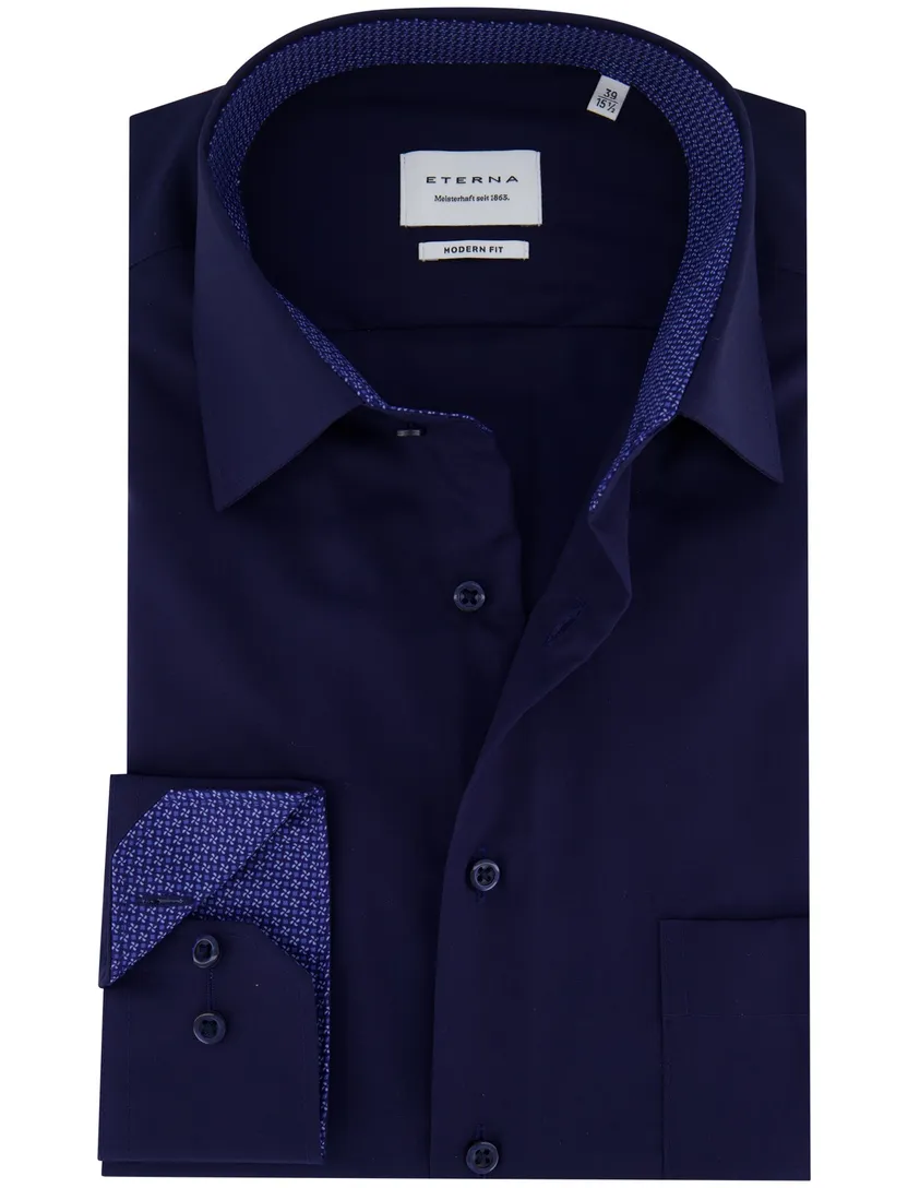 Eterna overhemd lange mouwen donkerblauw modern fit
