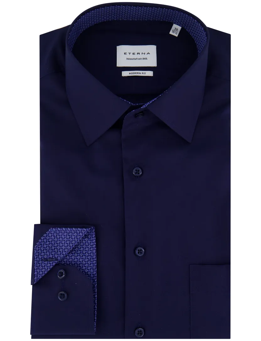 Eterna overhemd lange mouwen donkerblauw modern fit
