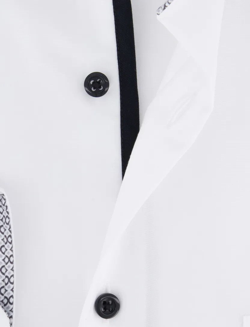 Eterna overhemd wit comfort fit donkere knopen