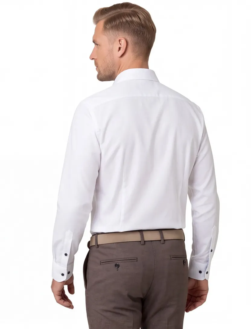 Eterna overhemd wit comfort fit donkere knopen