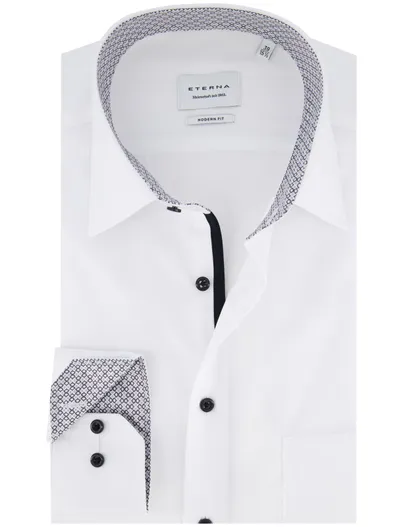 Eterna Eterna overhemd wit donkere knopen modern fit