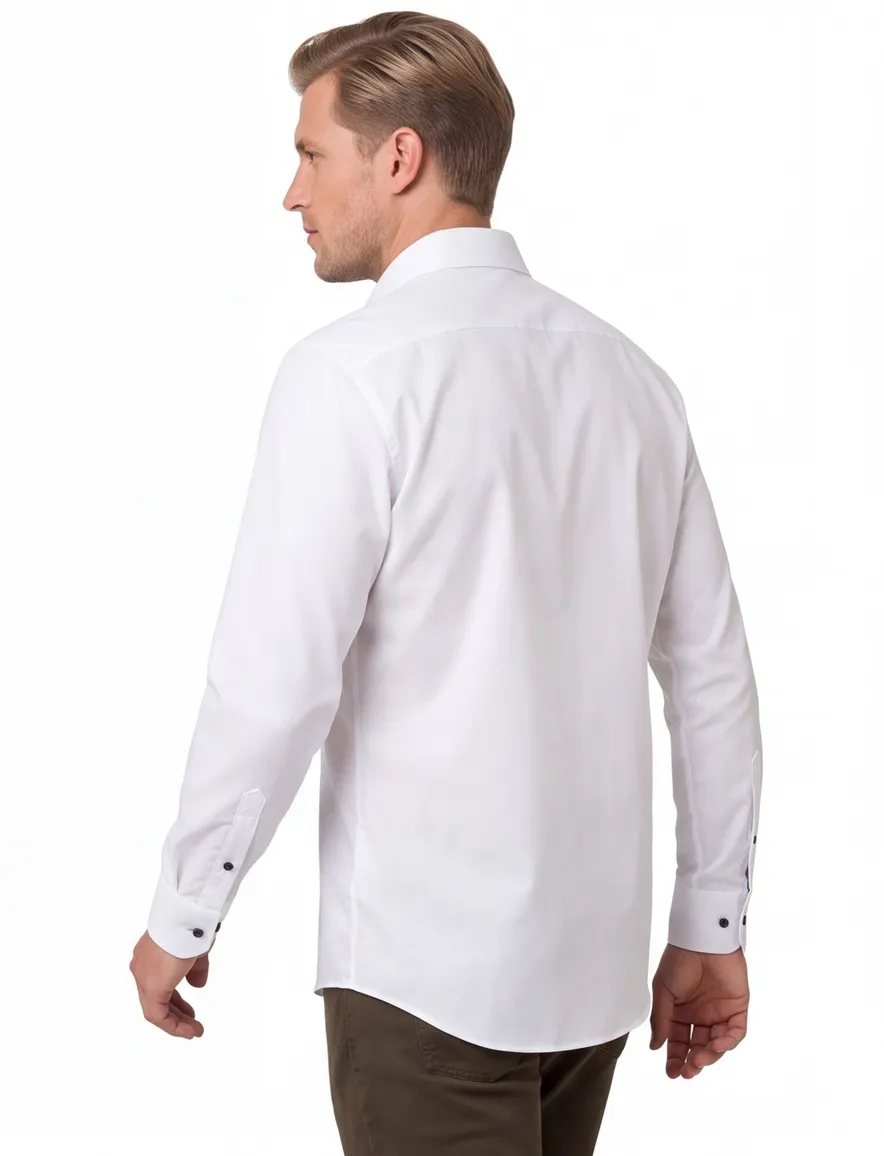 Eterna overhemd wit donkere knopen modern fit
