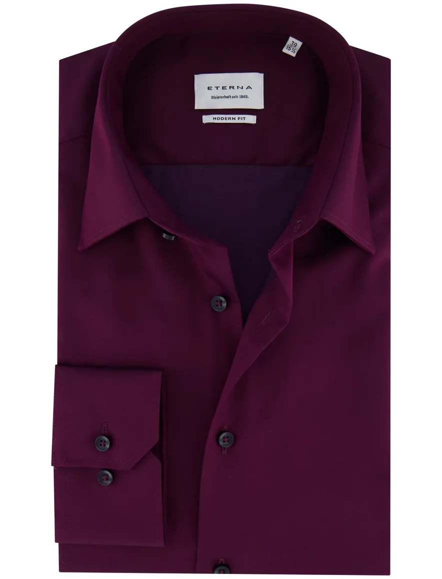 Eterna overhemd aubergine lange mouwen modern fit