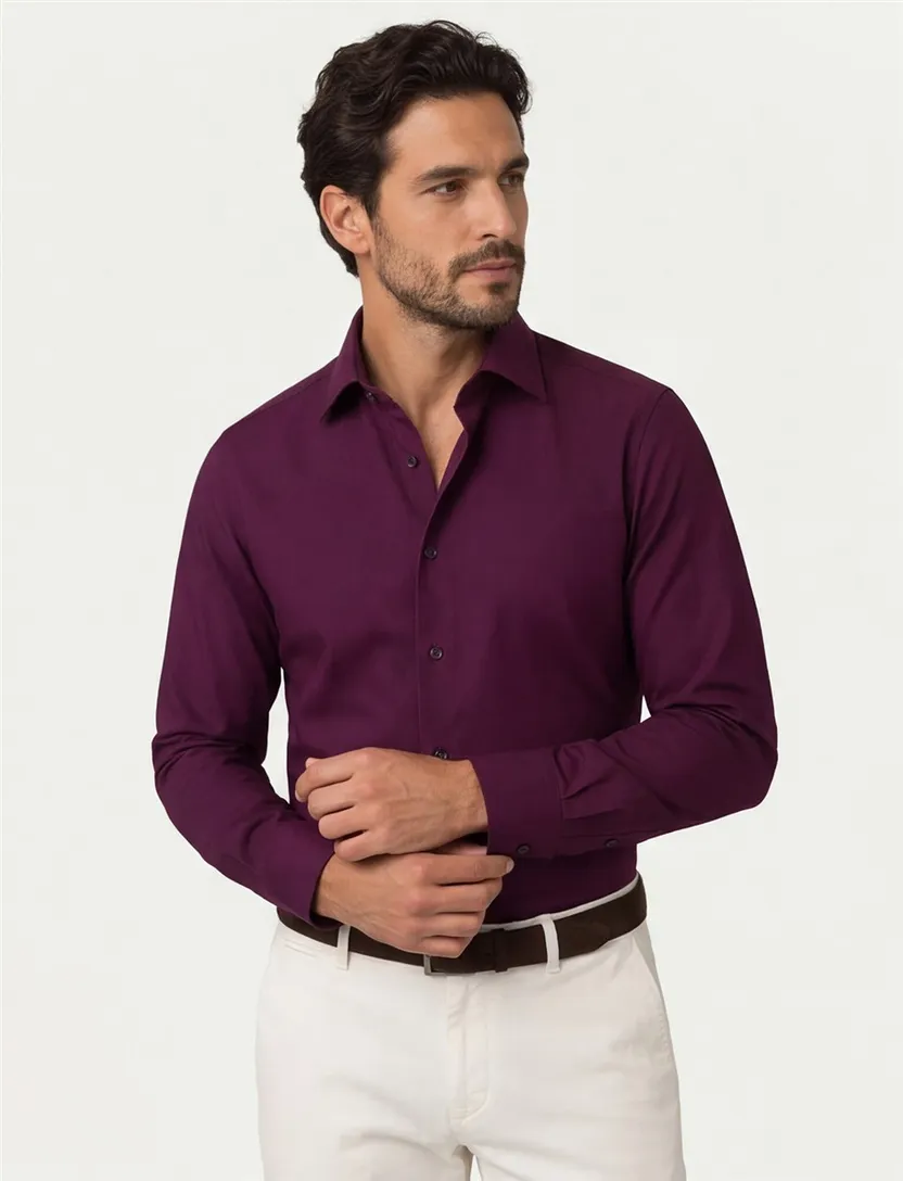 Eterna overhemd aubergine donkere knopen modern fit