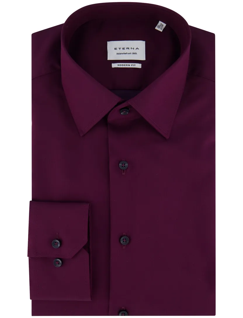 Eterna overhemd aubergine donkere knopen modern fit
