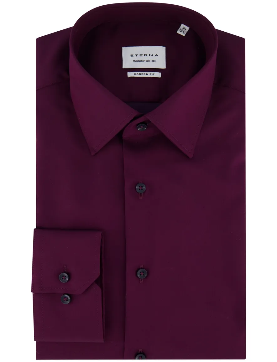 Eterna overhemd aubergine lange mouwen modern fit