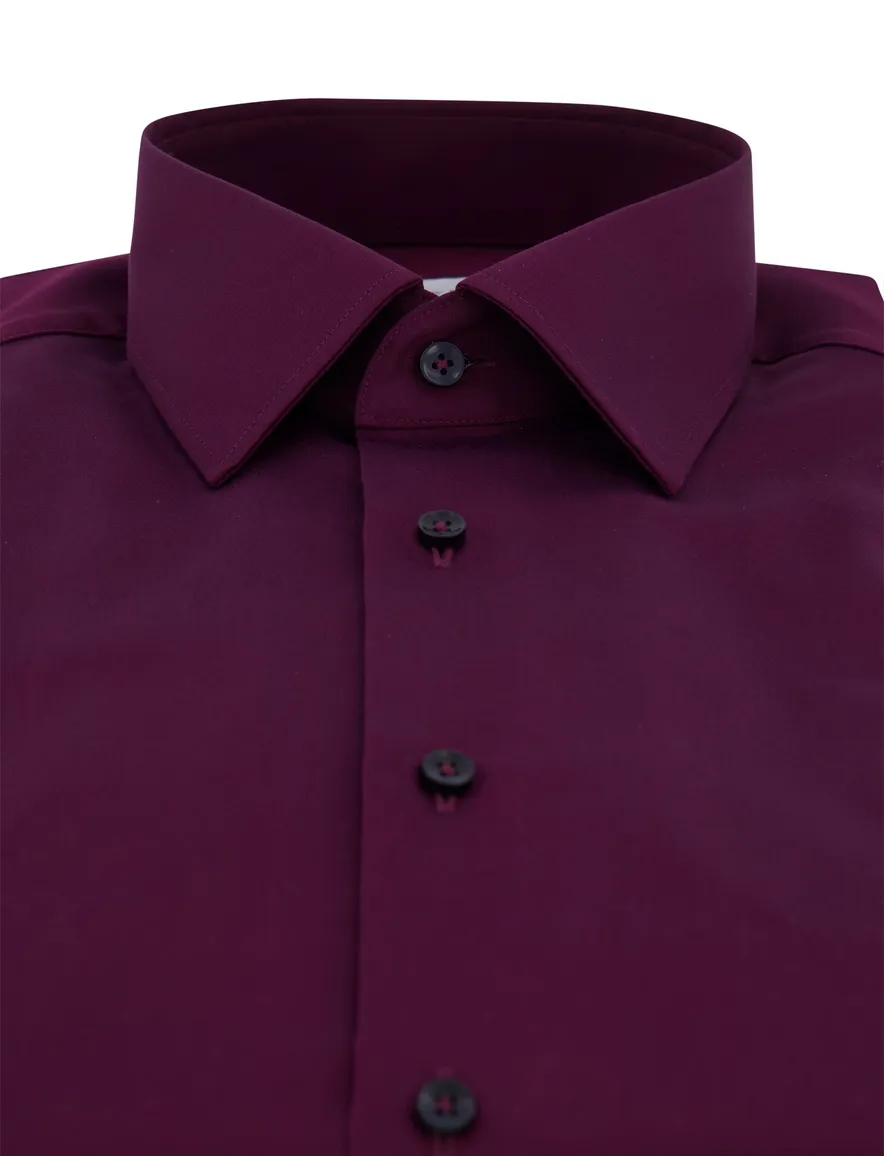 Eterna overhemd aubergine lange mouwen modern fit