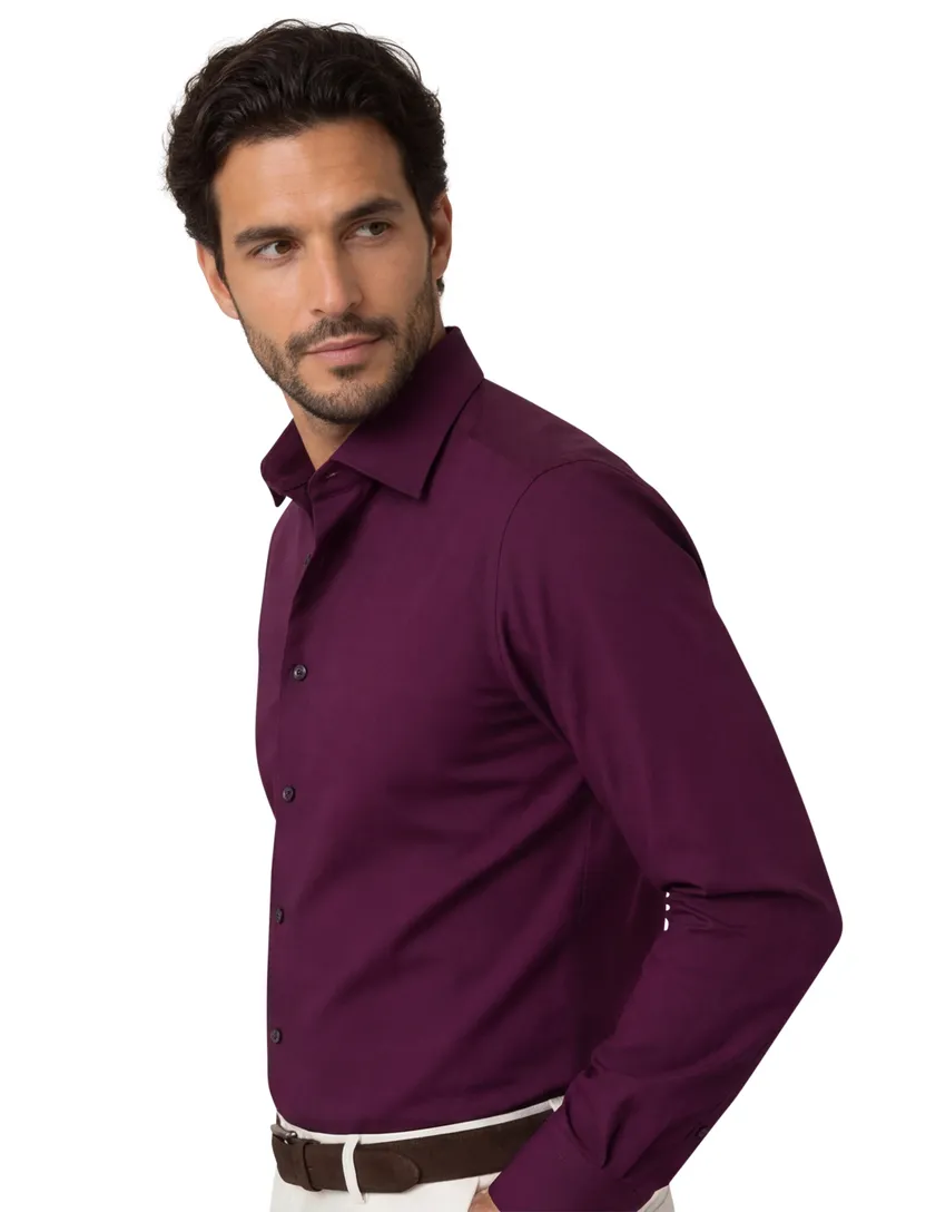 Eterna overhemd aubergine donkere knopen modern fit