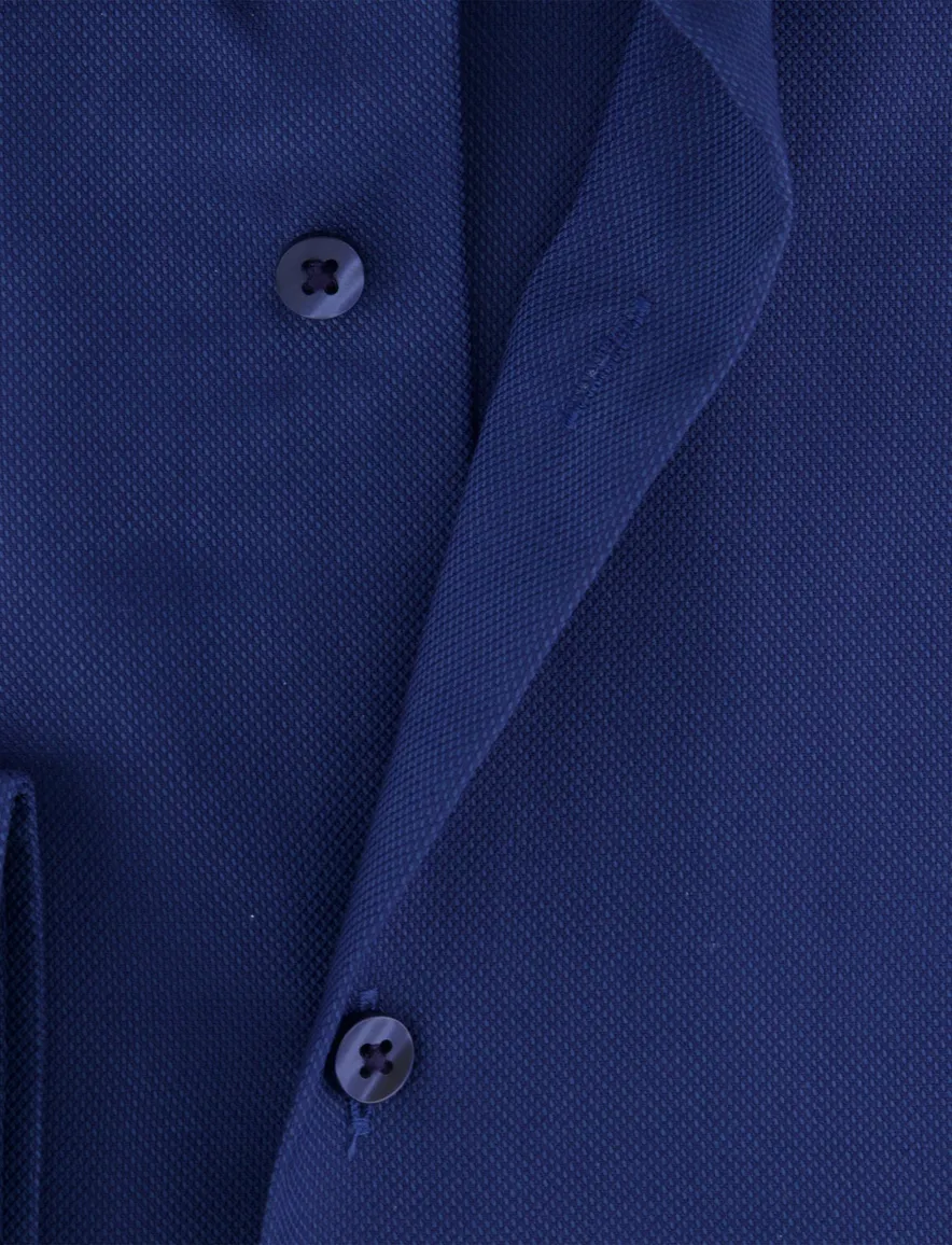 Eterna overhemd blauw effen lange mouwen