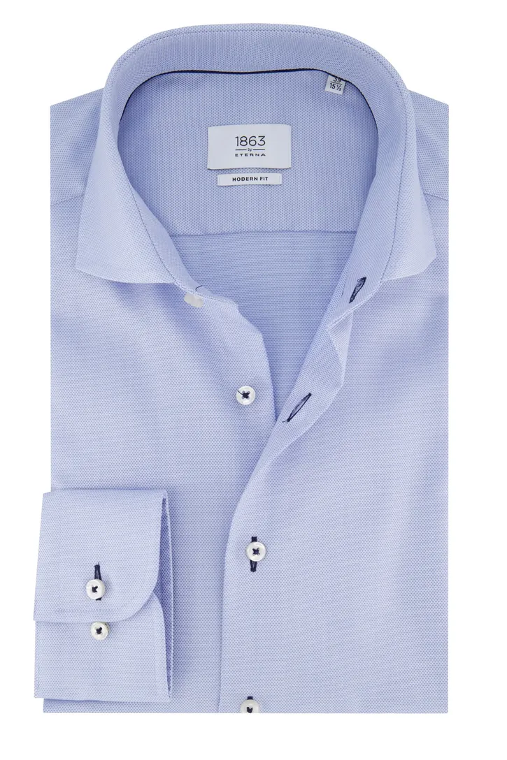 Eterna overhemd lichtblauw lange mouwen modern fit