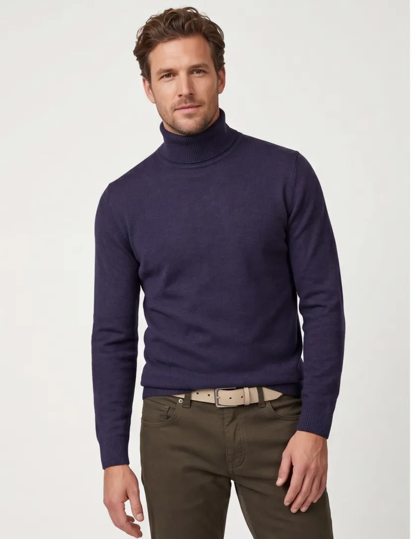 coltrui Portofino Dex donkerblauw gemeleerd normale fit katoen