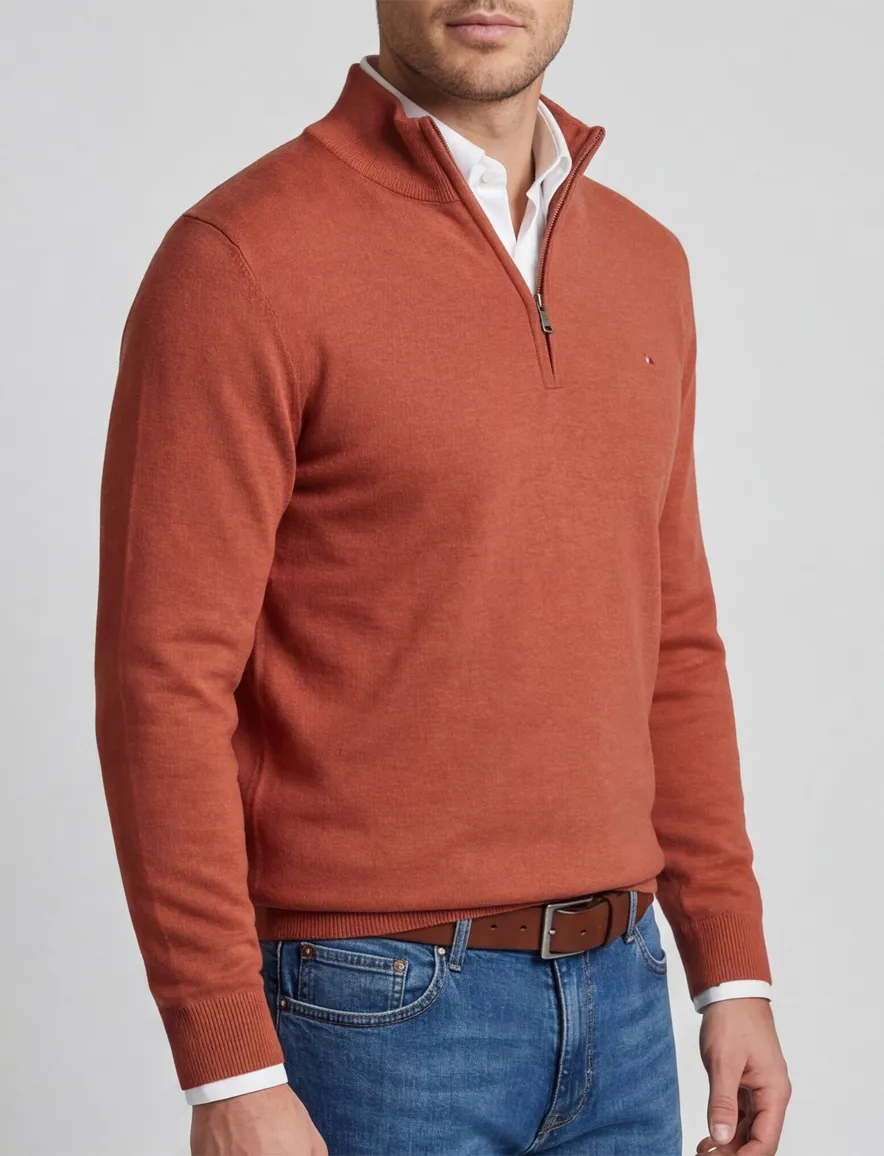 Portofino oranje half zip gemeleerd
