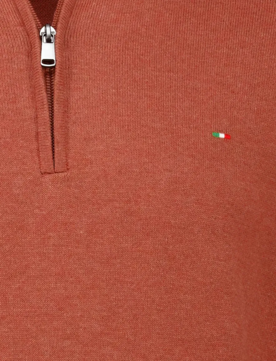 Portofino oranje half zip gemeleerd katoen