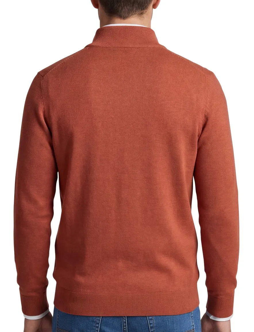 Portofino oranje half zip gemeleerd katoen