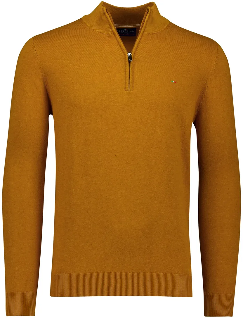 Half zip trui Portofino oker katoen