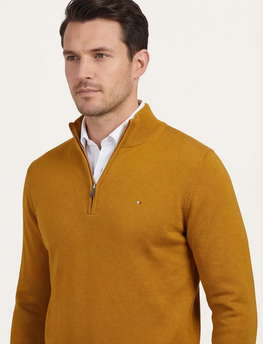 Half zip trui Portofino oker