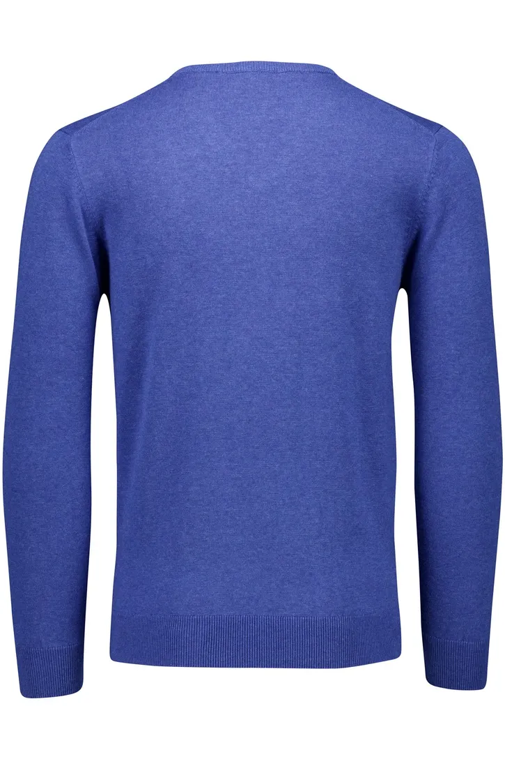 trui Portofino v-hals blauw gemeleerd katoen normale fit