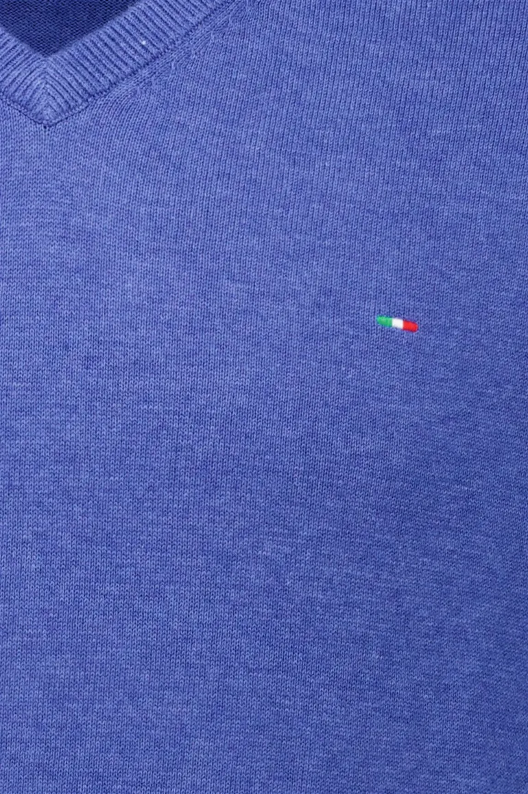 Portofino trui v-hals blauw katoen normale fit