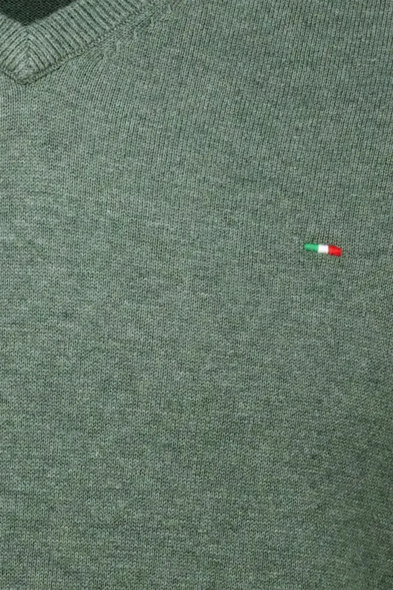 Portofino trui v-hals effen groen normale fit