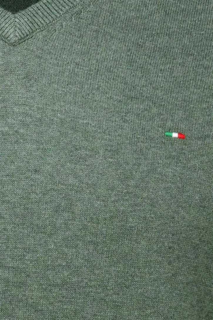 trui Portofino v-hals effen groen normale fit