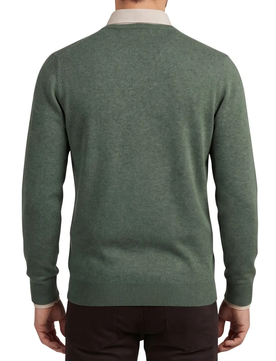 Portofino trui v-hals effen groen normale fit