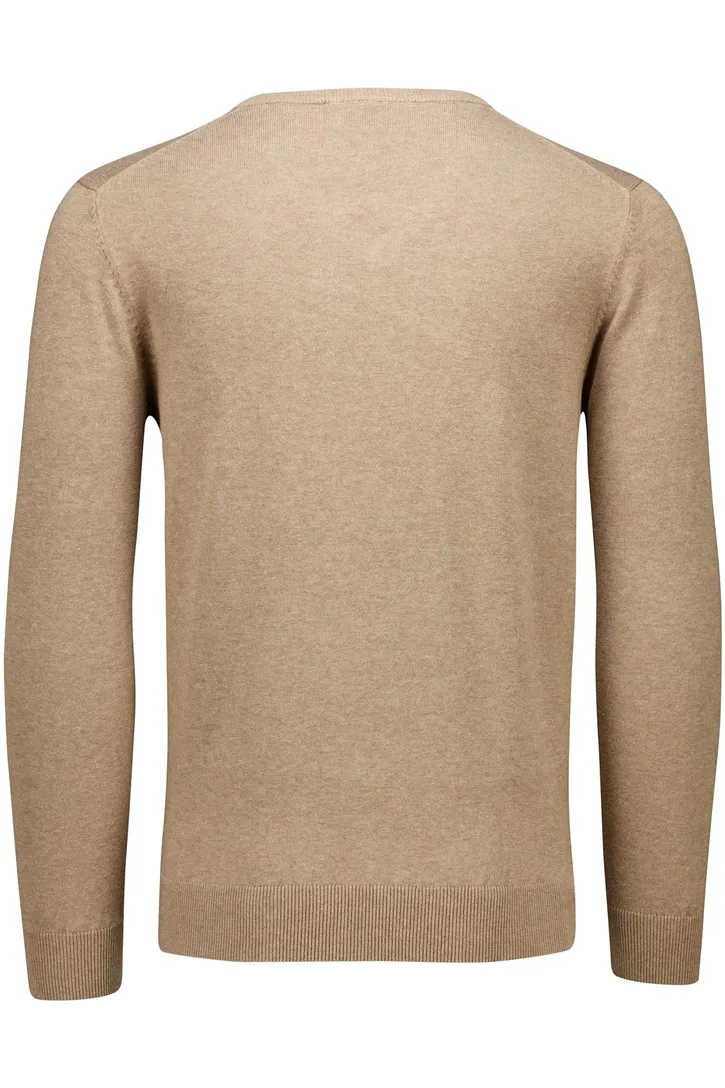 trui Portofino v-hals gemeleerd beige katoen