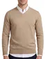 trui Portofino v-hals gemeleerd beige katoen