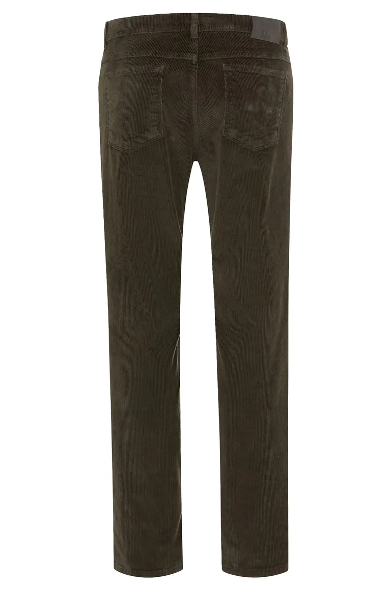 Brax broek 5-pocket ribstof olijfgroen katoen