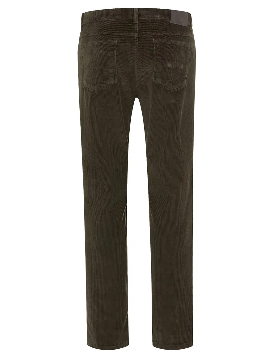 Brax broek 5-pocket ribstof olijfgroen katoen