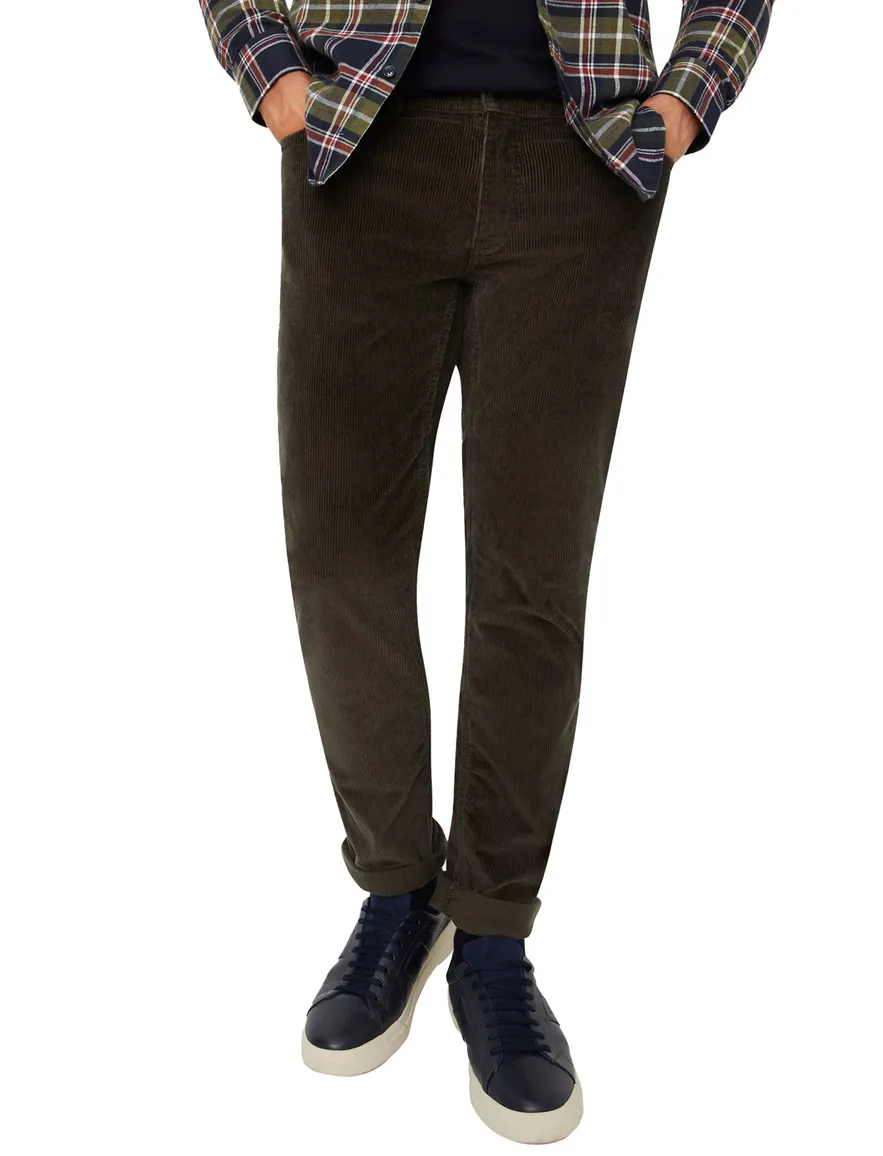Brax broek 5-pocket ribstof olijfgroen katoen
