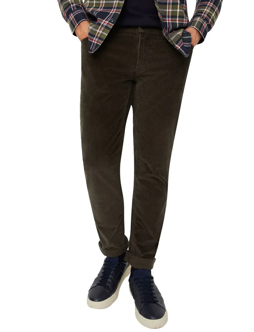 Brax broek 5-pocket ribstof olijfgroen katoen
