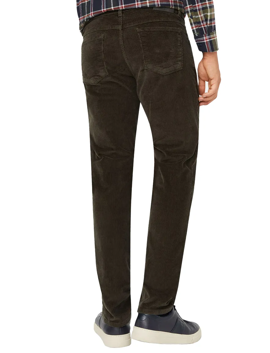 Brax broek 5-pocket ribstof olijfgroen katoen