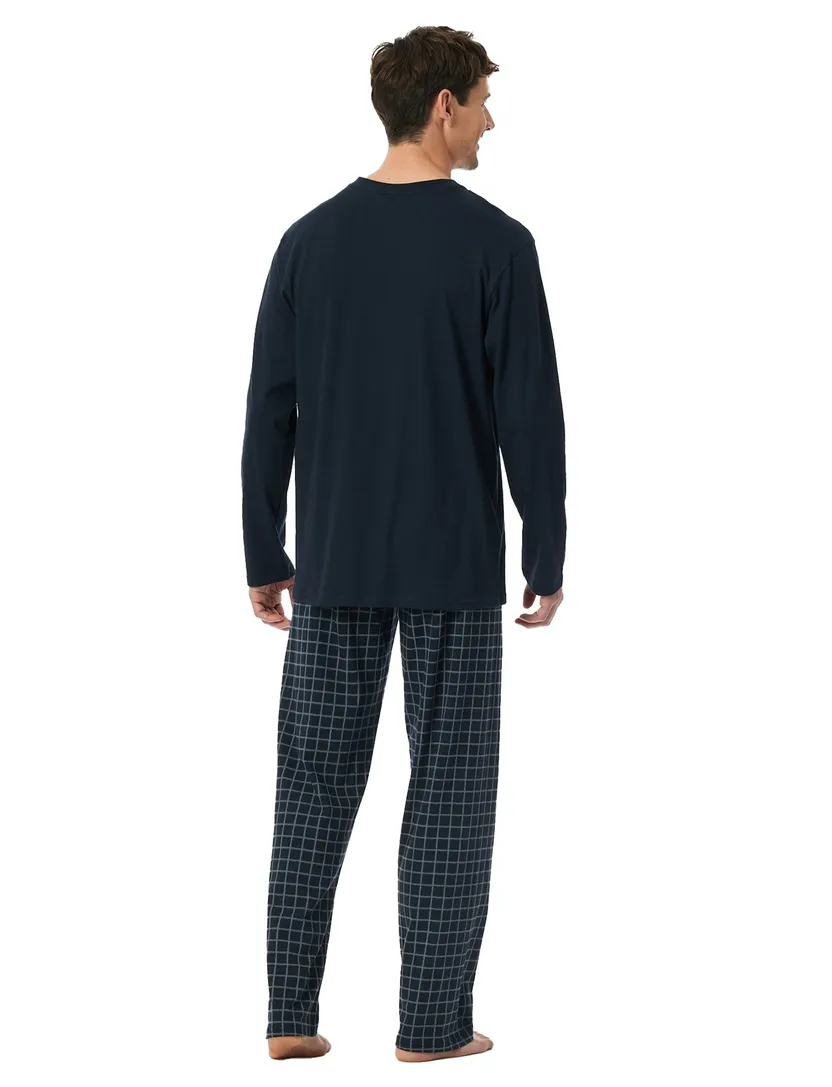 Pyjama Schiesser donkerblauw 100% katoen