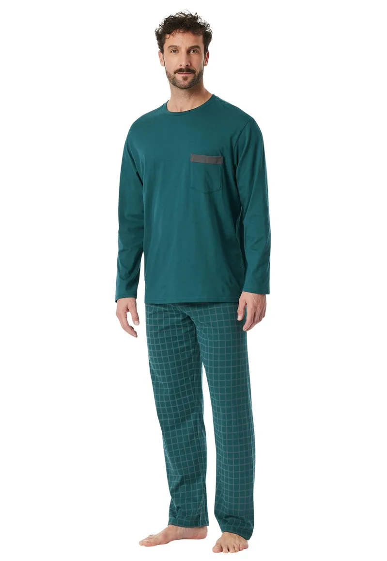 Schiesser pyjama groen normale fit
