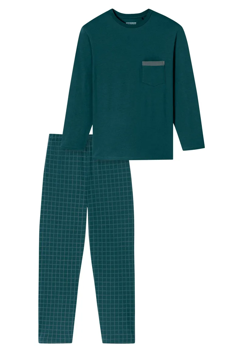 Schiesser pyjama groen normale fit