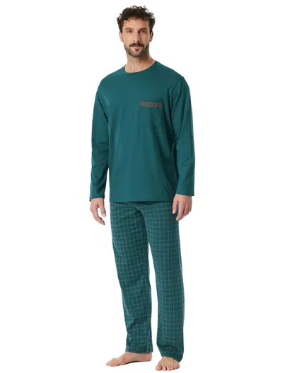 Schiesser Schiesser pyjama groen normale fit