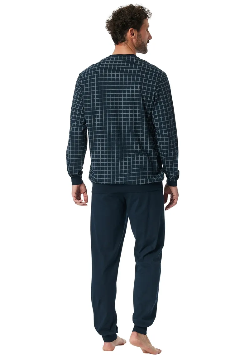 Schiesser pyjama navy geruit