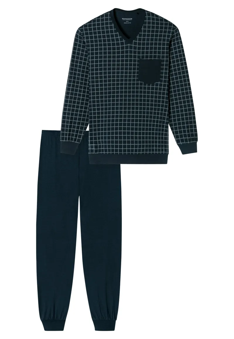 Schiesser pyjama navy geruit