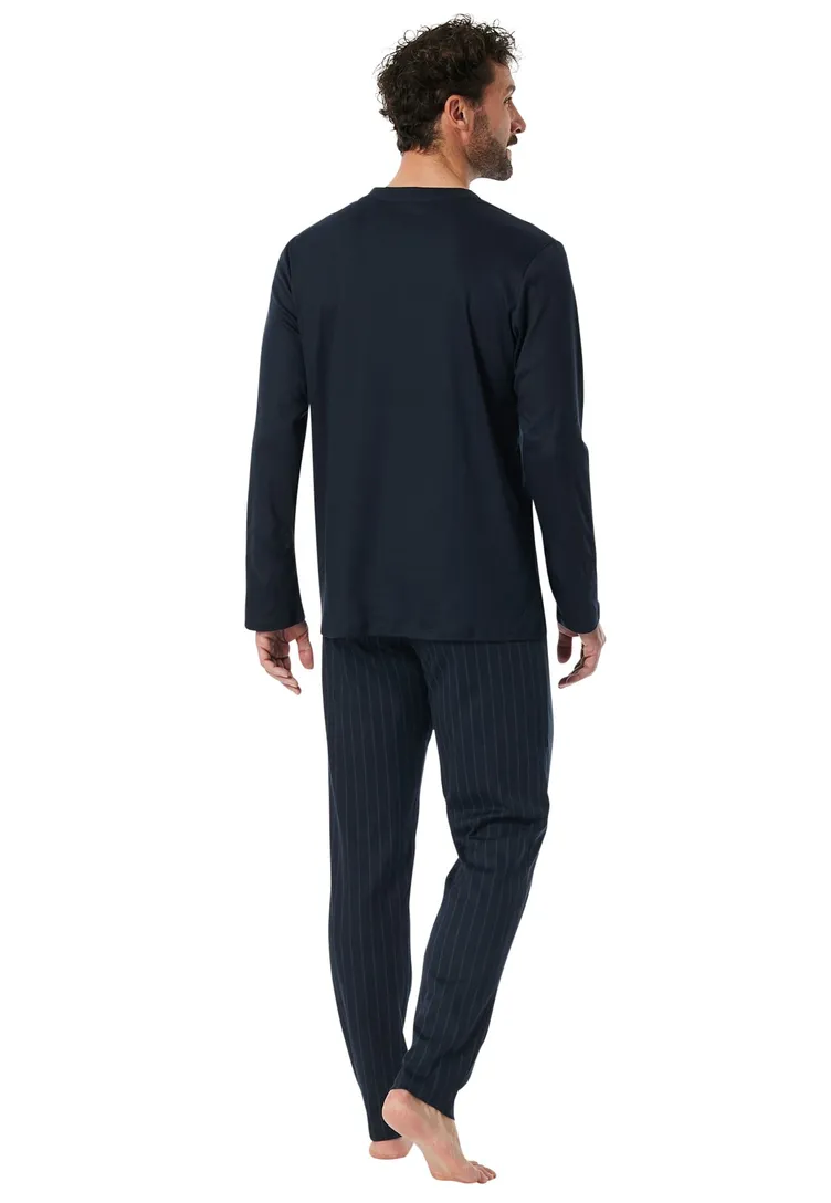 Pyjama Schiesser donkerblauw effen
