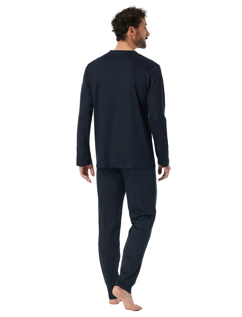 Pyjama Schiesser donkerblauw effen