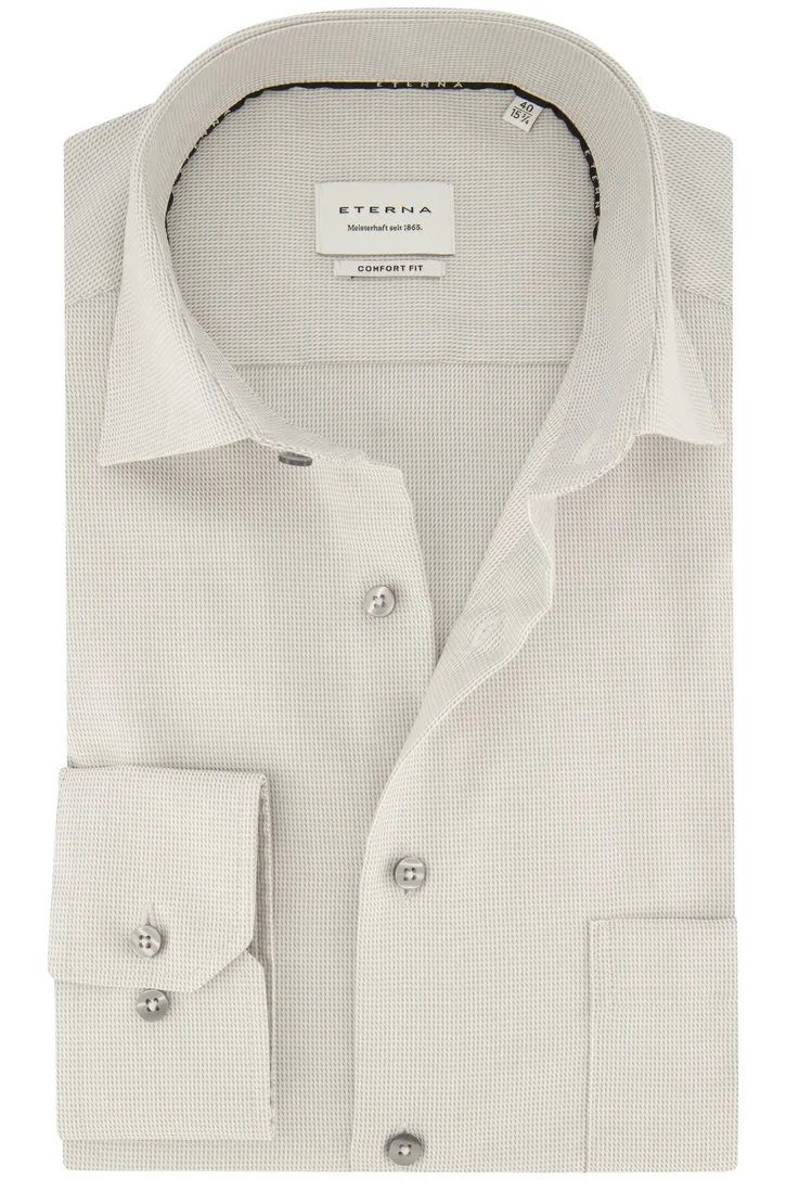 Eterna overhemd Comfort Fit borstzak beige strijkvrij